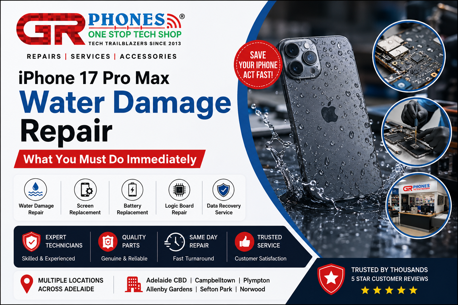 iPhone 17 Pro Max water damage repair in Adelaide by expert technicians